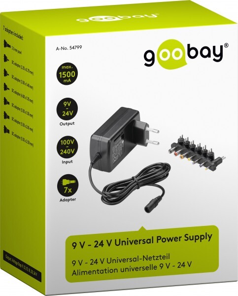 54799 ALIMENTATORE UNIVERSALE 1500 mA 9V A 24V -  - Goobay