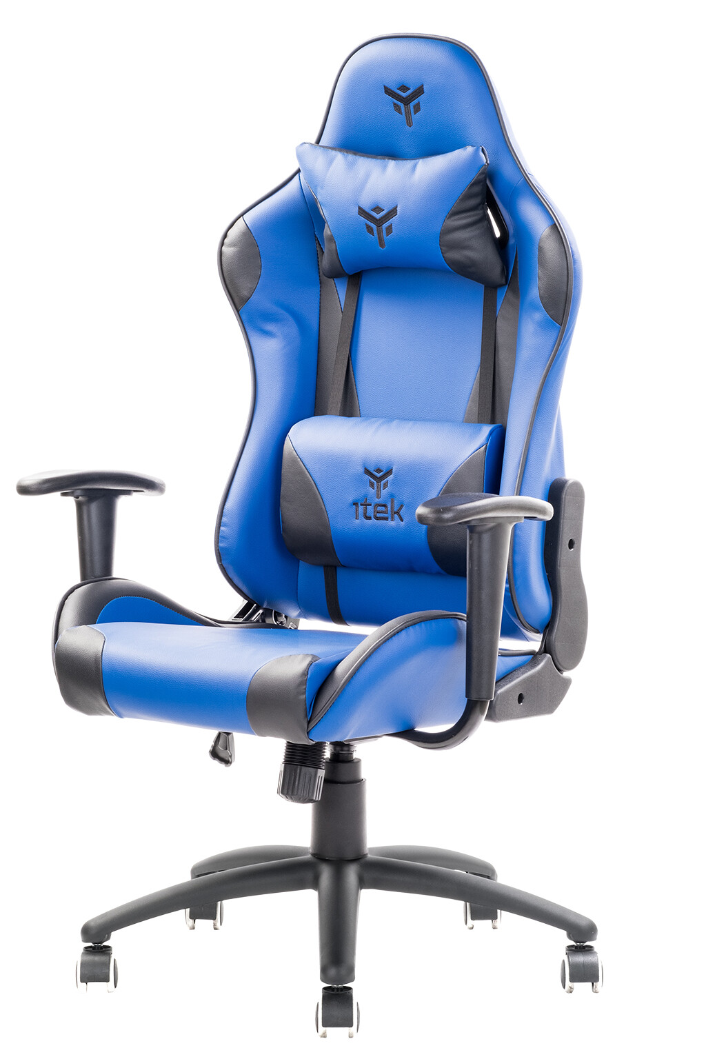 itek Gaming Chair PLAYCOM PM20 - PVC, Doppio Cuscino, Schienale Reclinabile, Blu