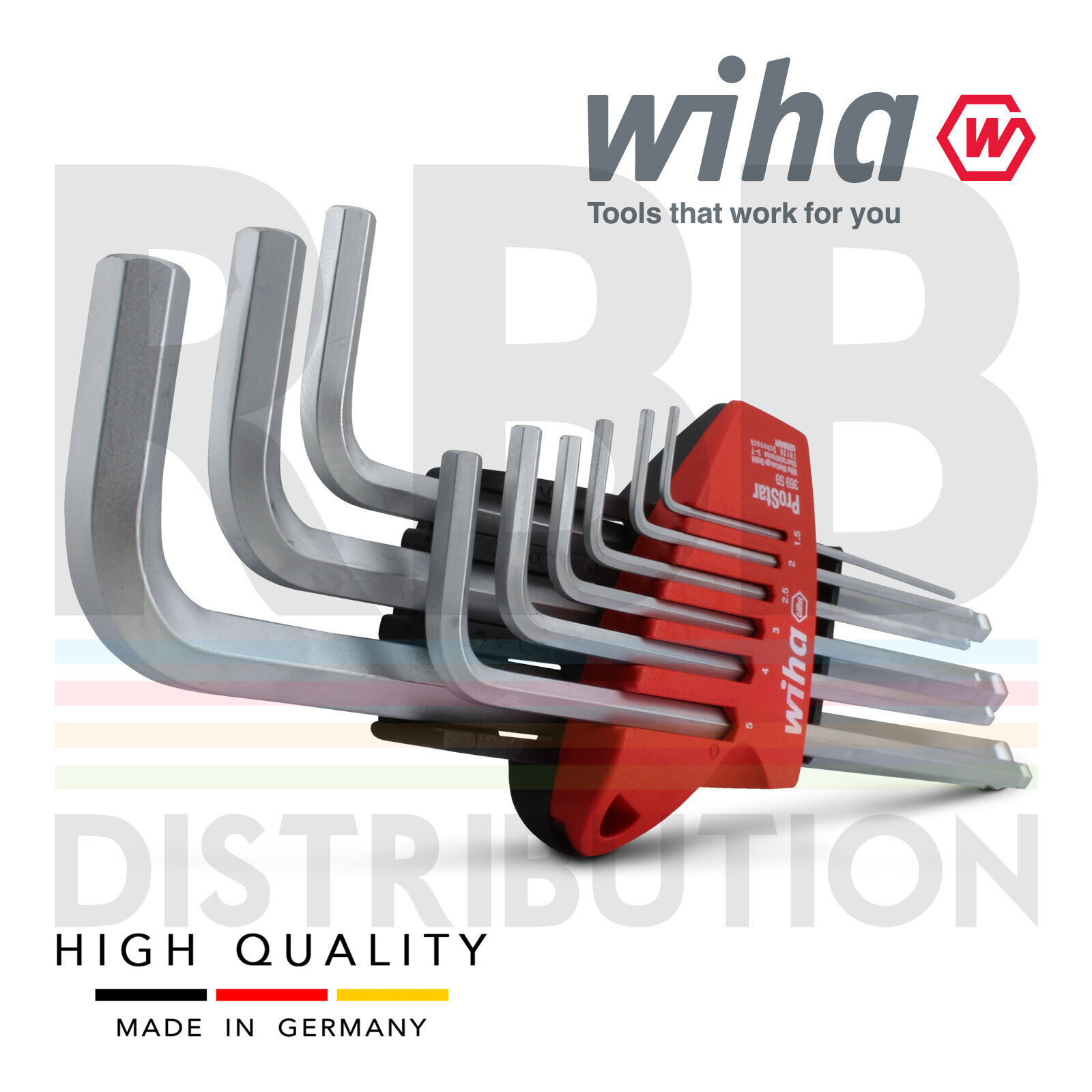 Wiha L Chiave Allen Esagonale Testa a Sfera 9pc Set 1.5mm 10mm Prostar Supporto