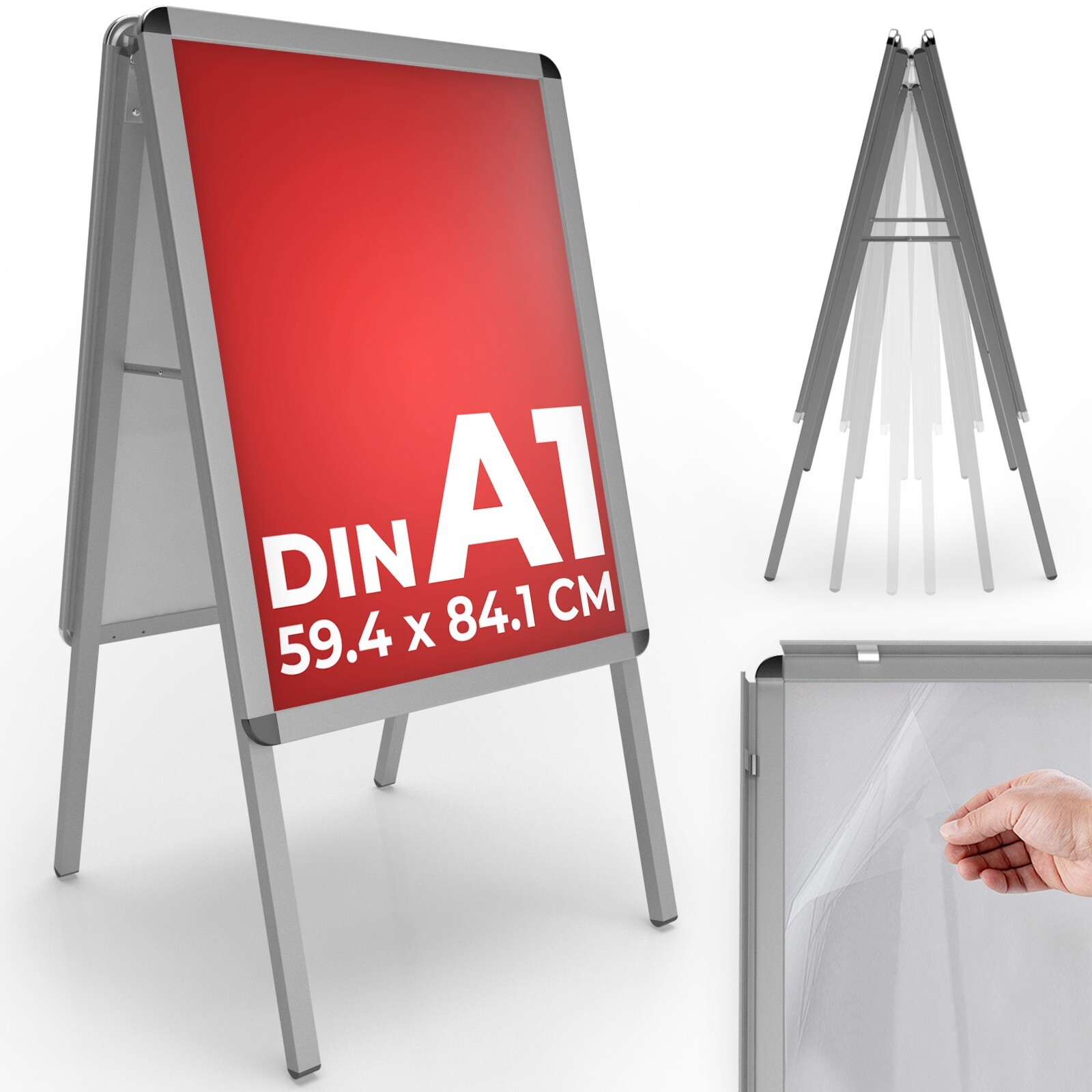 Jago® Cavalletto Pubblicitario A1 Bifacciale Espositore Porta Poster Pavimento