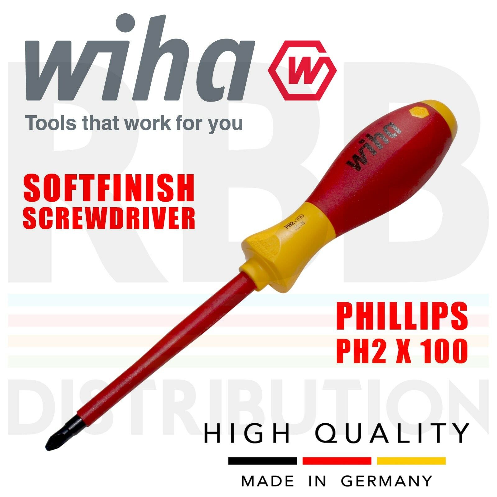 Wiha Philips Cacciavite PH2 100mm 1000v VDE Elettrico Softfinish Grip 00848