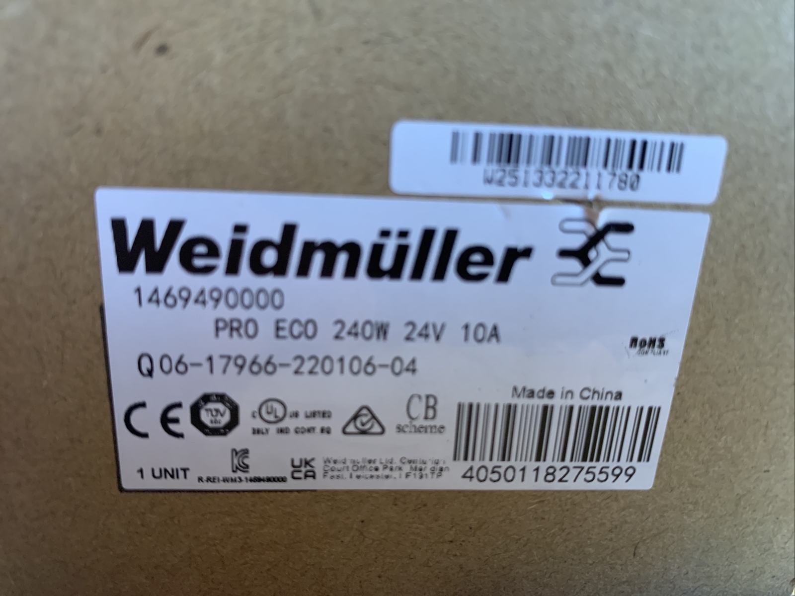 Weidmüller Stromversorgung PRO ECO 240W 24V 10A power supply 24V 1469490000 NUOV