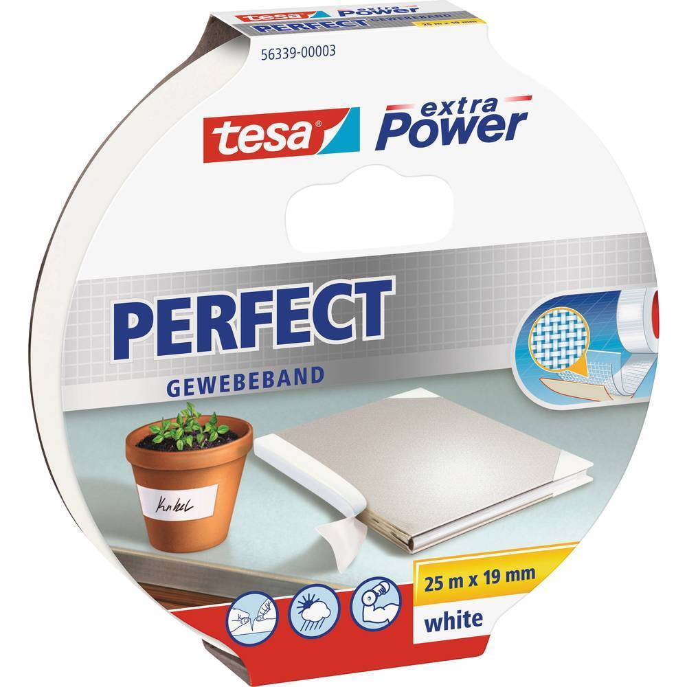 tesa PERFECT 56339-00003-01 Nastro in tessuto tesa® extra Power Bianco (L x L)
