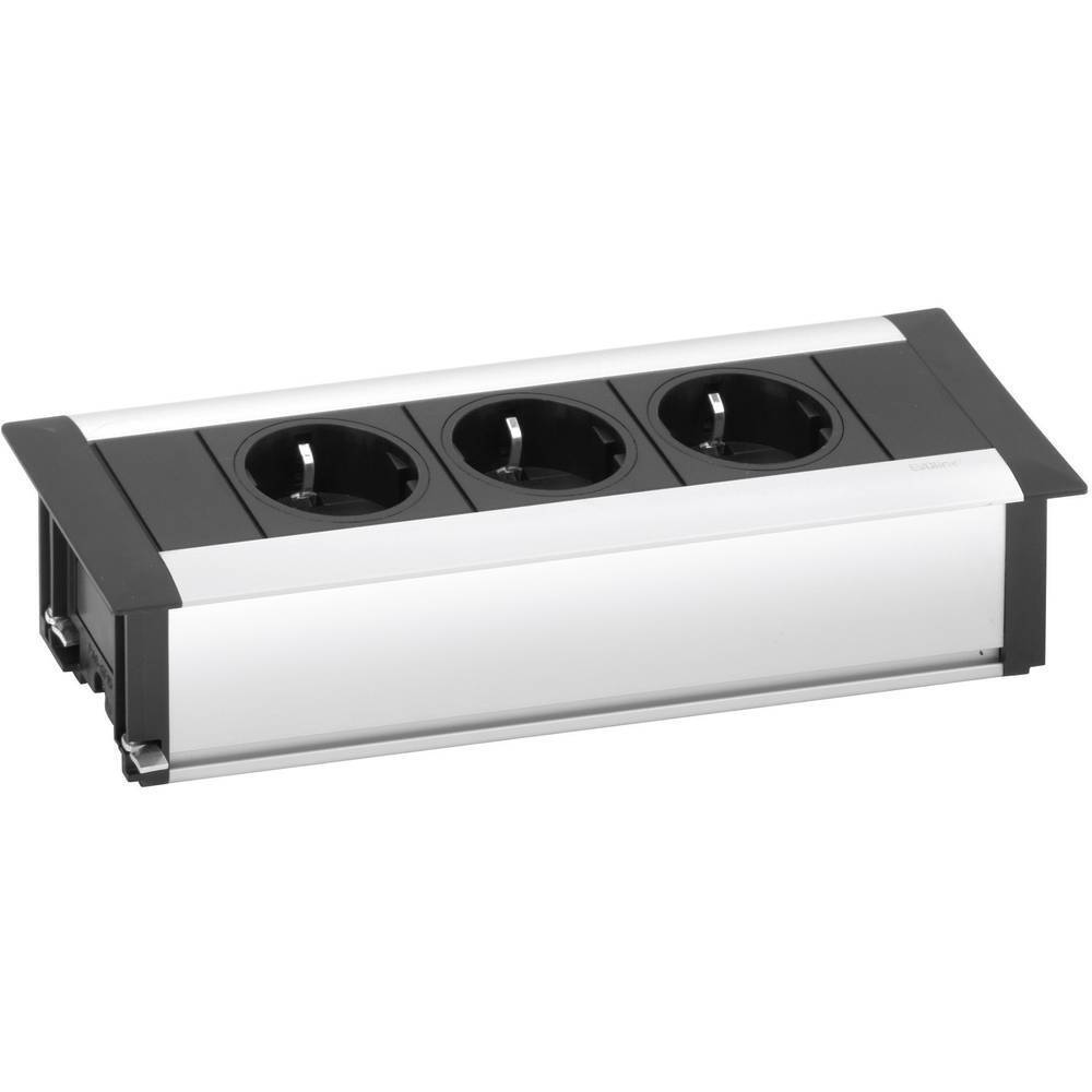 EVOline 159610000900 Multipresa 3 scomparti Alluminio, Nero Schuko 1 pz.