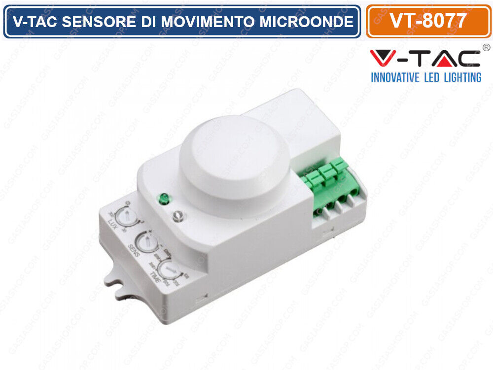 V-TAC VT-8077 SENSORE DI MOVIMENTO A MICROONDE PER LAMPADE LED - SKU 1446