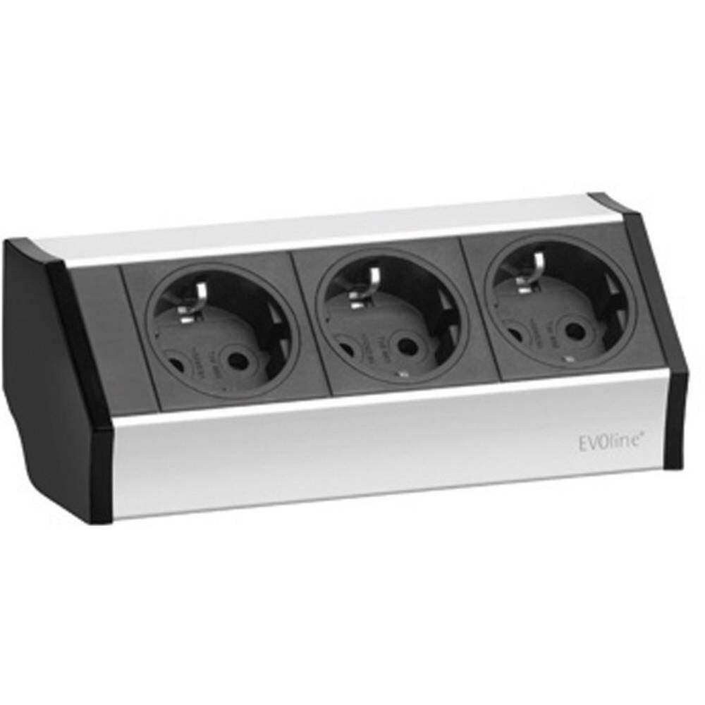 EVOline 159360001300 Multipresa 3 scomparti Nero, Argento Schuko 1 pz.