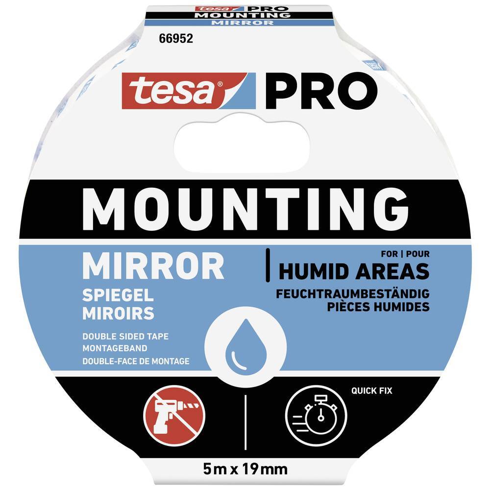 tesa Mounting PRO Spiegel 66952-00001-00 Nastro per fissaggio Bianco (L x L) 5