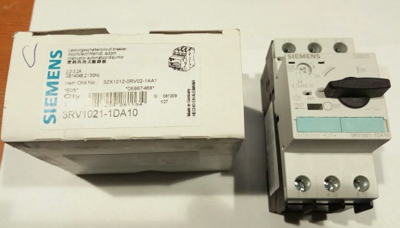 Siemens 3RV1021-1DA10 Interruttore Magnetotermico 3-poli 2,2 - 3,2 Ampere