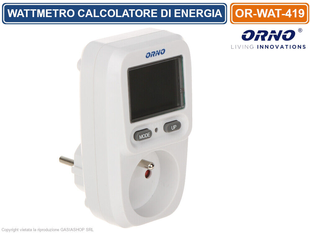 ORNO OR-WAT-419 WATTMETRO CALCOLATORE DI ENERGIA CON DISPLAY LCD