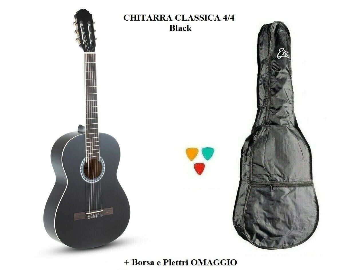 GEWA CHITARRA CLASSICA misura 4/4 BLACK NERA KIT CON BORSA + PLETTRI OMAGGIO