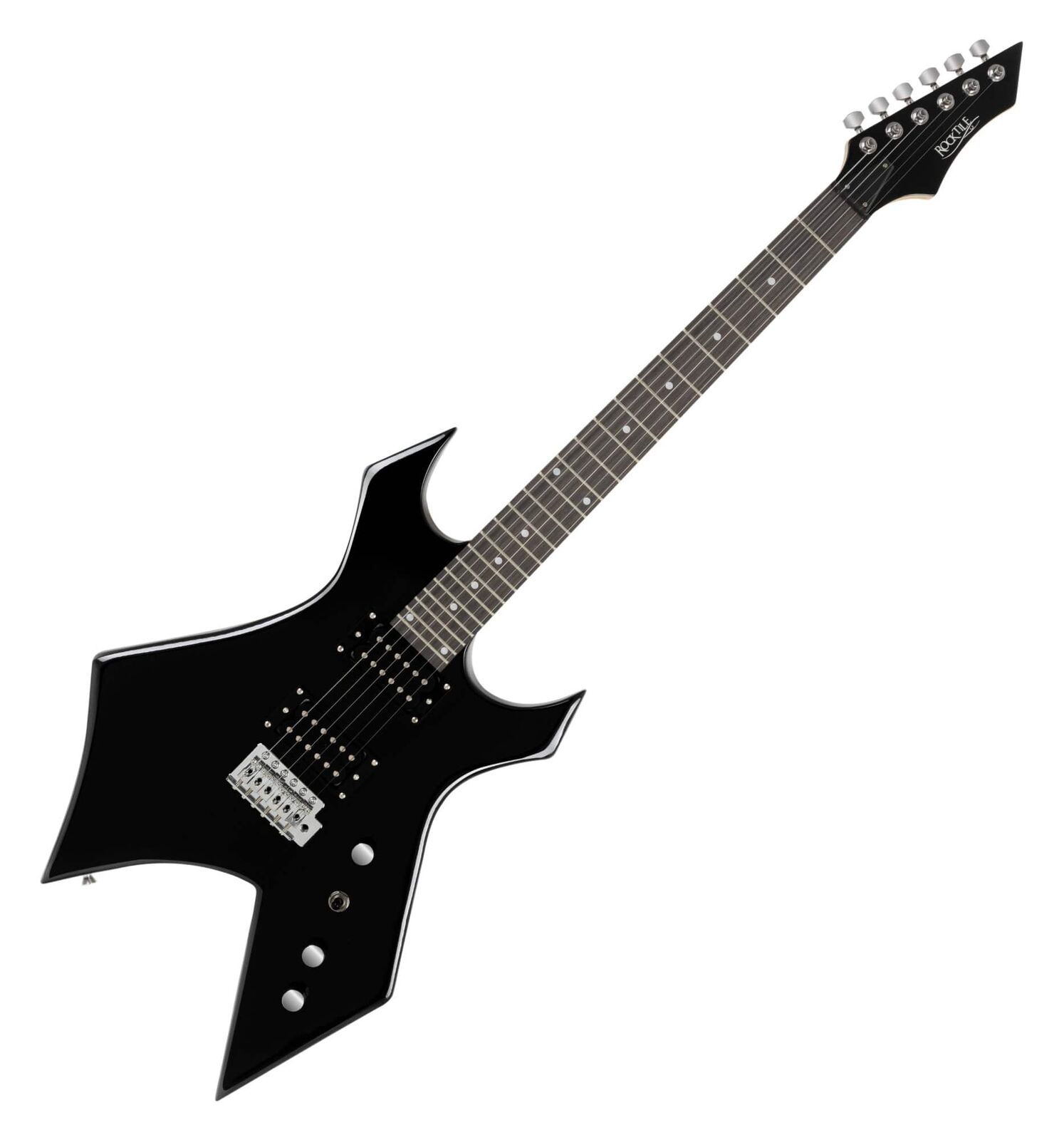 Chitarra Elettrica Heavy-Metal 24 Tasti Palissandro 2 Humbucker Tremolo Nero