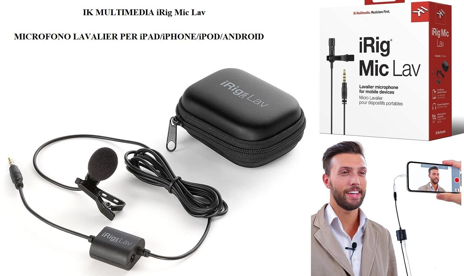 IK MULTIMEDIA iRig Mic Lav MICROFONO A LAVALIER per iOS e Android iPAD iPHONE