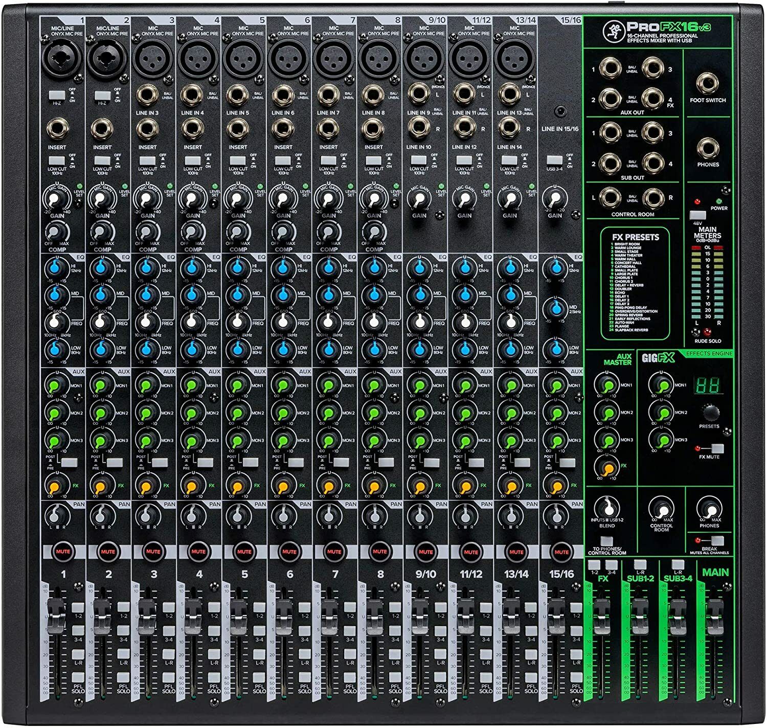 MACKIE PROFX16V3 Mixer professionale 16 canali + Usb + Effetti Live Radio Studio