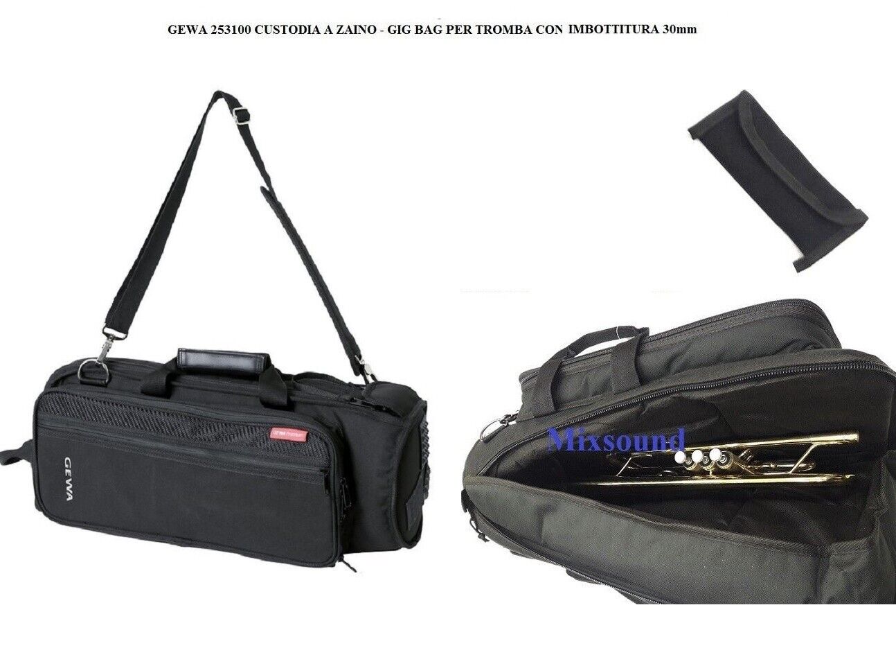 GEWA 253100 CUSTODIA BORSA PROF A ZAINO GIG BAG PER TROMBA CON IMBOTTITURA 30mm