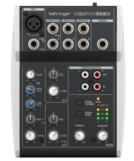 Behringer XENYX 502S - Mixer analogico a 5 canali con interfaccia streaming USB