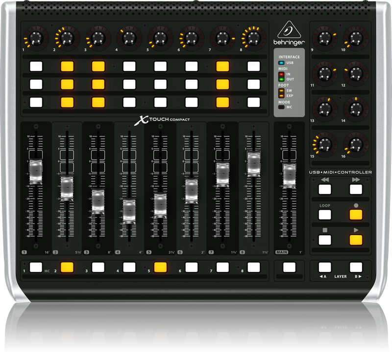 BEHRINGER X-TOUCH COMPACT CONTROLLER MIDI USB 9 FADER MOTORIZZATI SENSIBILI 16 E