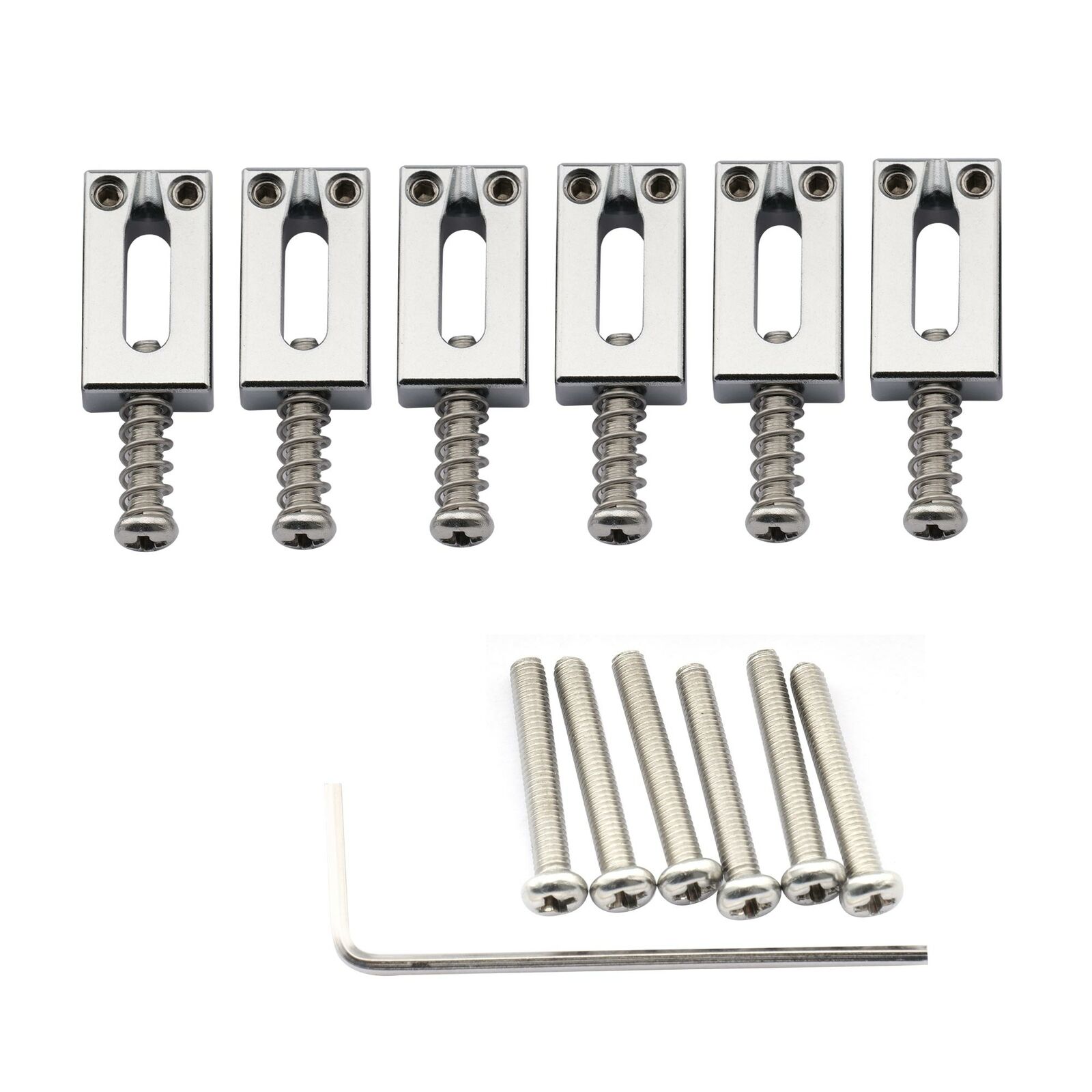 Musiclily Ultra 6Pcs Chrome 10.8mm Modern Brass Bridge Saddles For Strat Guitar