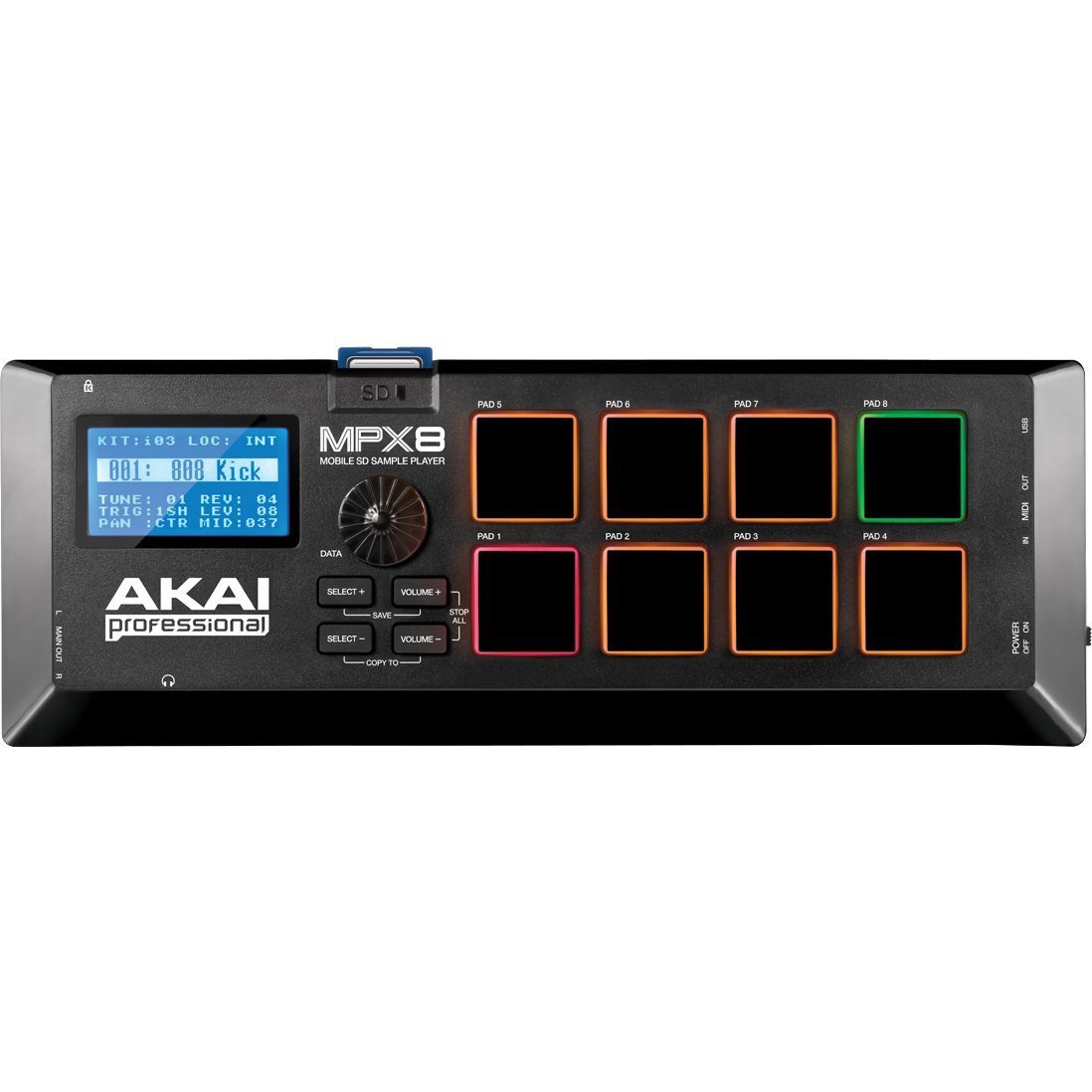 AKAI MPX8 Midi Controller Campionatore 8 Pad Sd Card Dj Producer Remixer Live