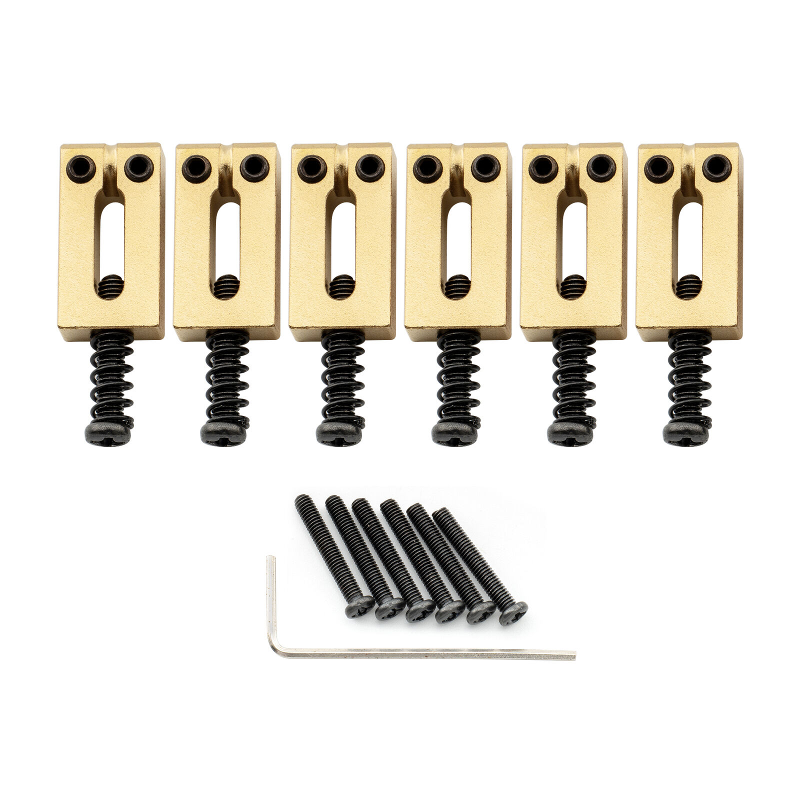 Musiclily Ultra 6Pcs Gold 10.5mm Modern Brass Saddles Set For Strat Tele Guitar