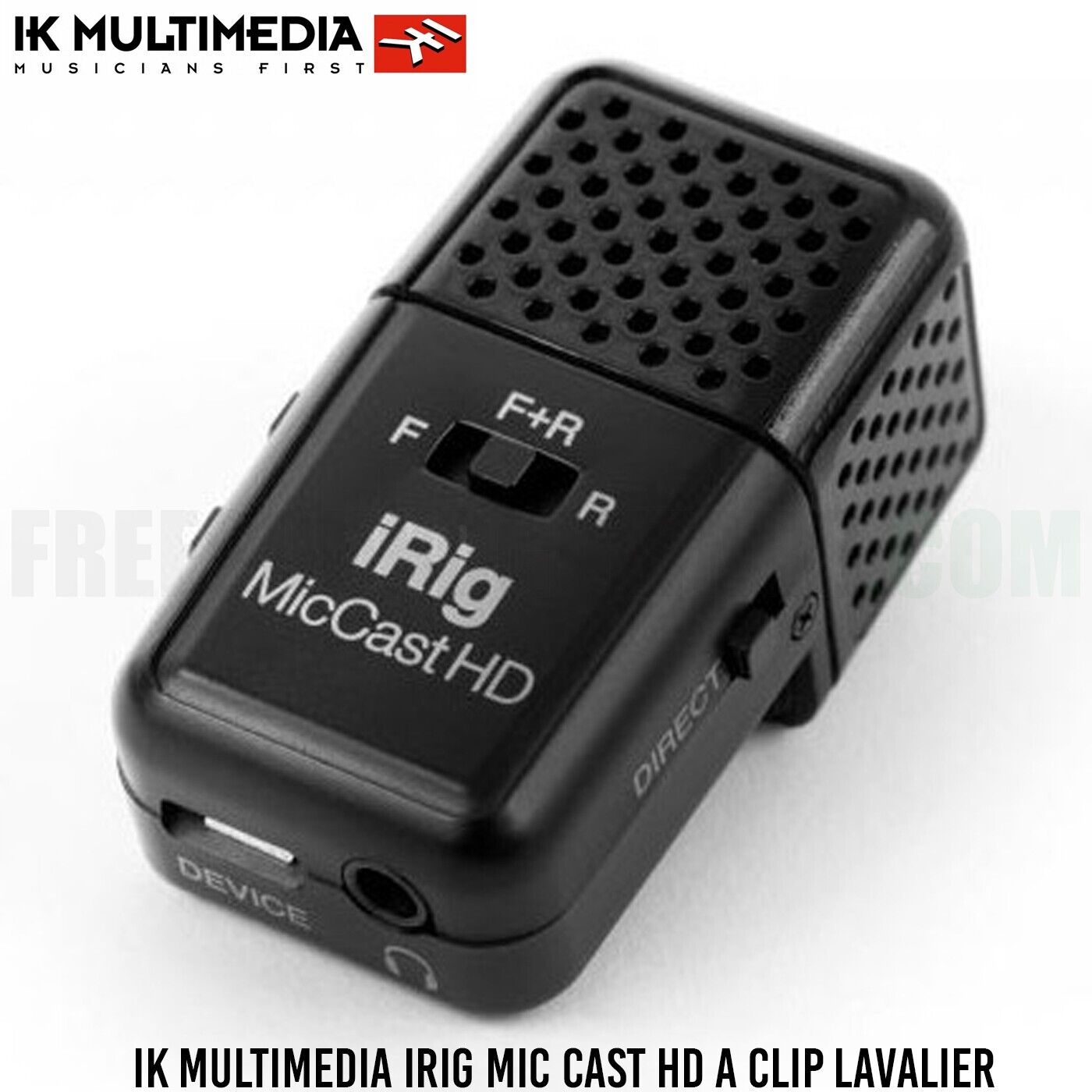 IK Multimedia Irig Mic Cast HD Microfono dual-side per Voce a clip Lavalier