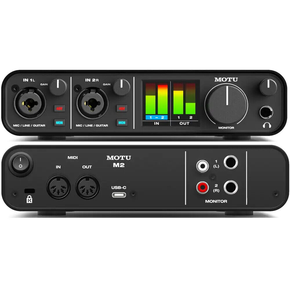 MOTU M2 scheda audio usb-c 2in/2out mac windows e ios per registrazione NUOVO
