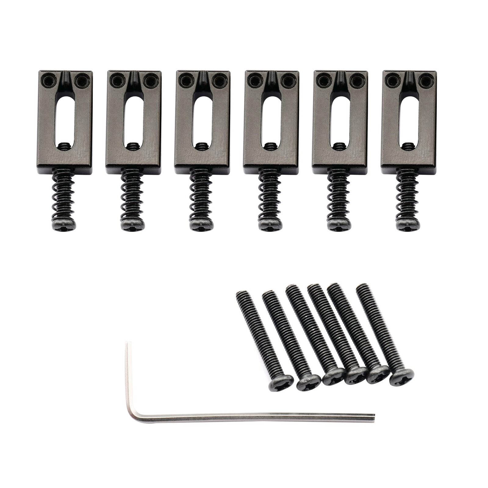 Musiclily Ultra 6Pcs Black 10.8mm Modern Brass Bridge Saddles For Strat Guitar