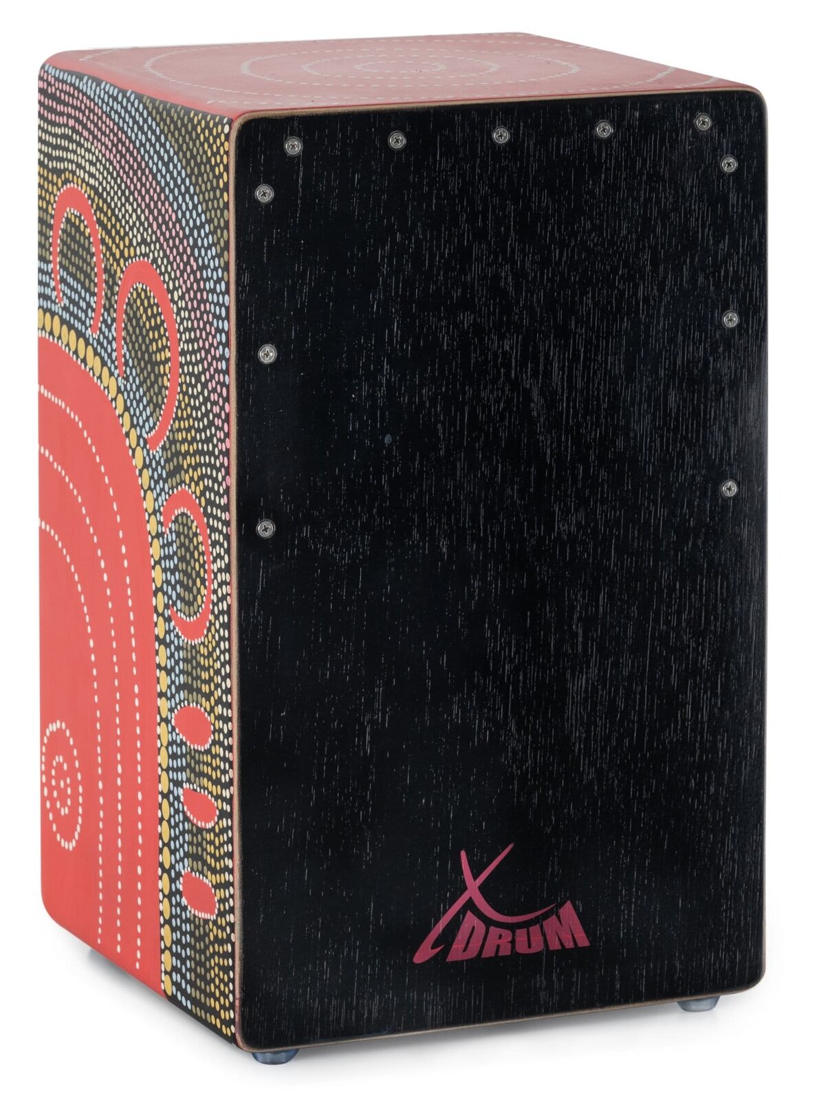 Cajon  Batteria Percussioni Legno diseño Fiori Pintado Mano Bass Port Snare