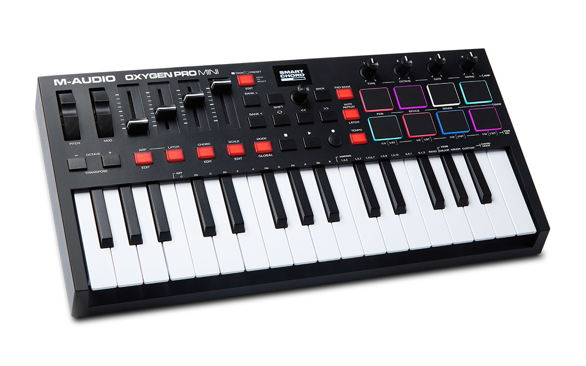 M-AUDIO OXYGEN PRO MINI TASTIERA CONTROLLER MIDI USB 32 TASTI Pad Knob Fader NEW