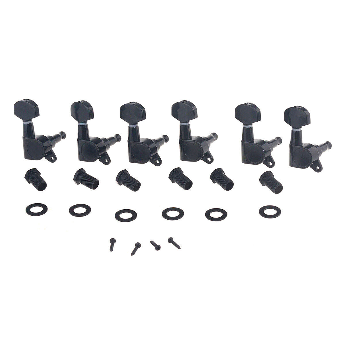 Musiclily Pro Black 6 Inline Guitar Sealed Machine Heads Tuning Pegs Right Hand