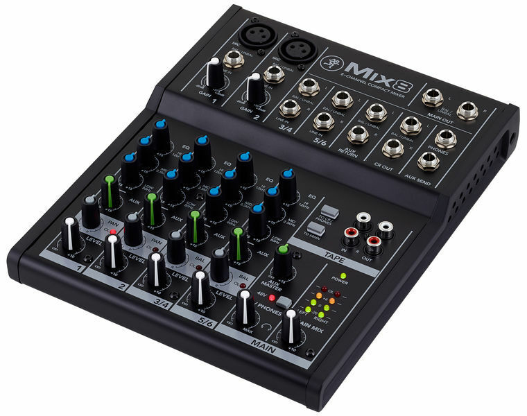 Mixer Compatto con 6 Ingressi Mackie MIX8 di cui 2 Ch Microfonici e 2 Ch Stereo