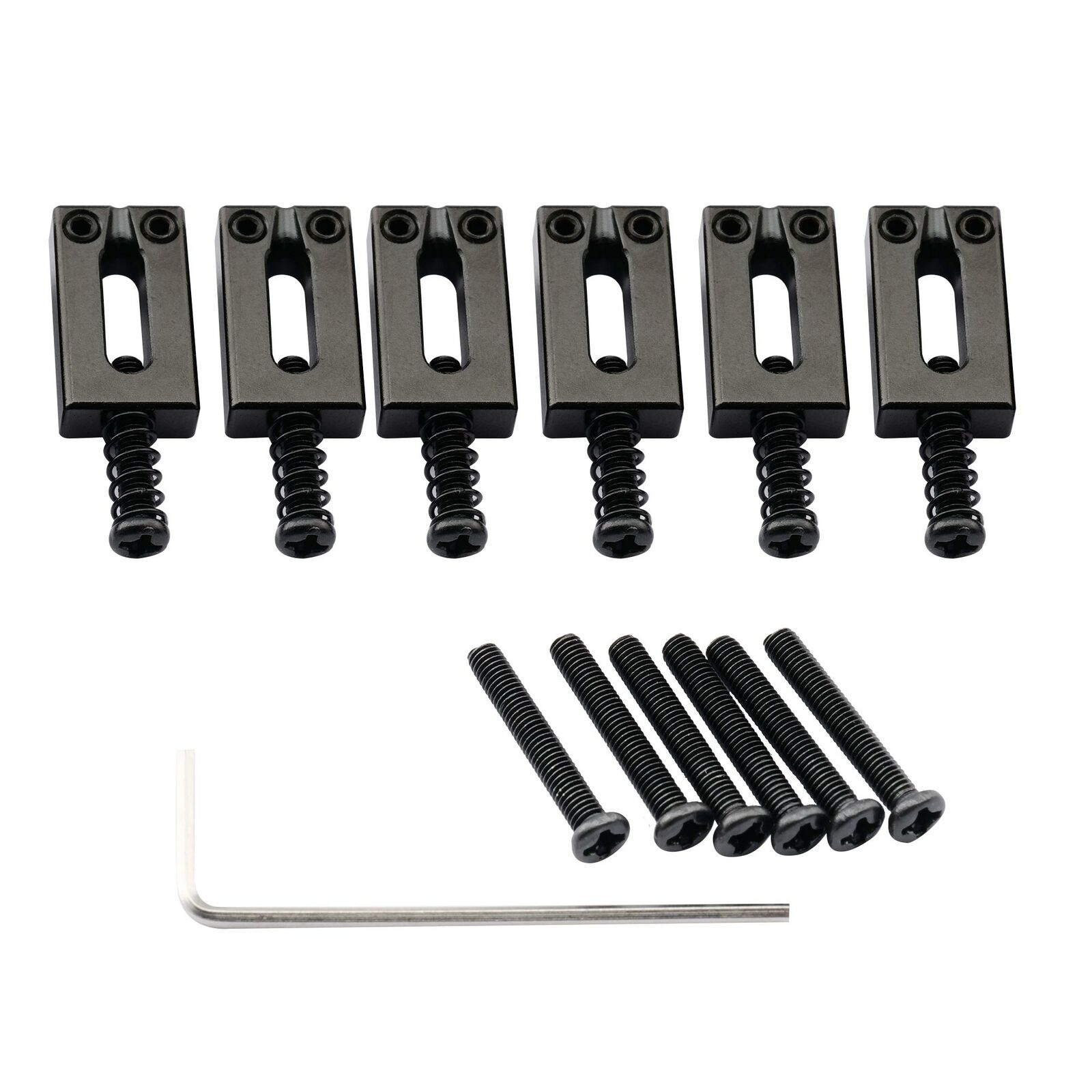 Musiclily Ultra 6Pcs Black 11.2mm Brass Bridge Saddles For Vintage Strat Guitar