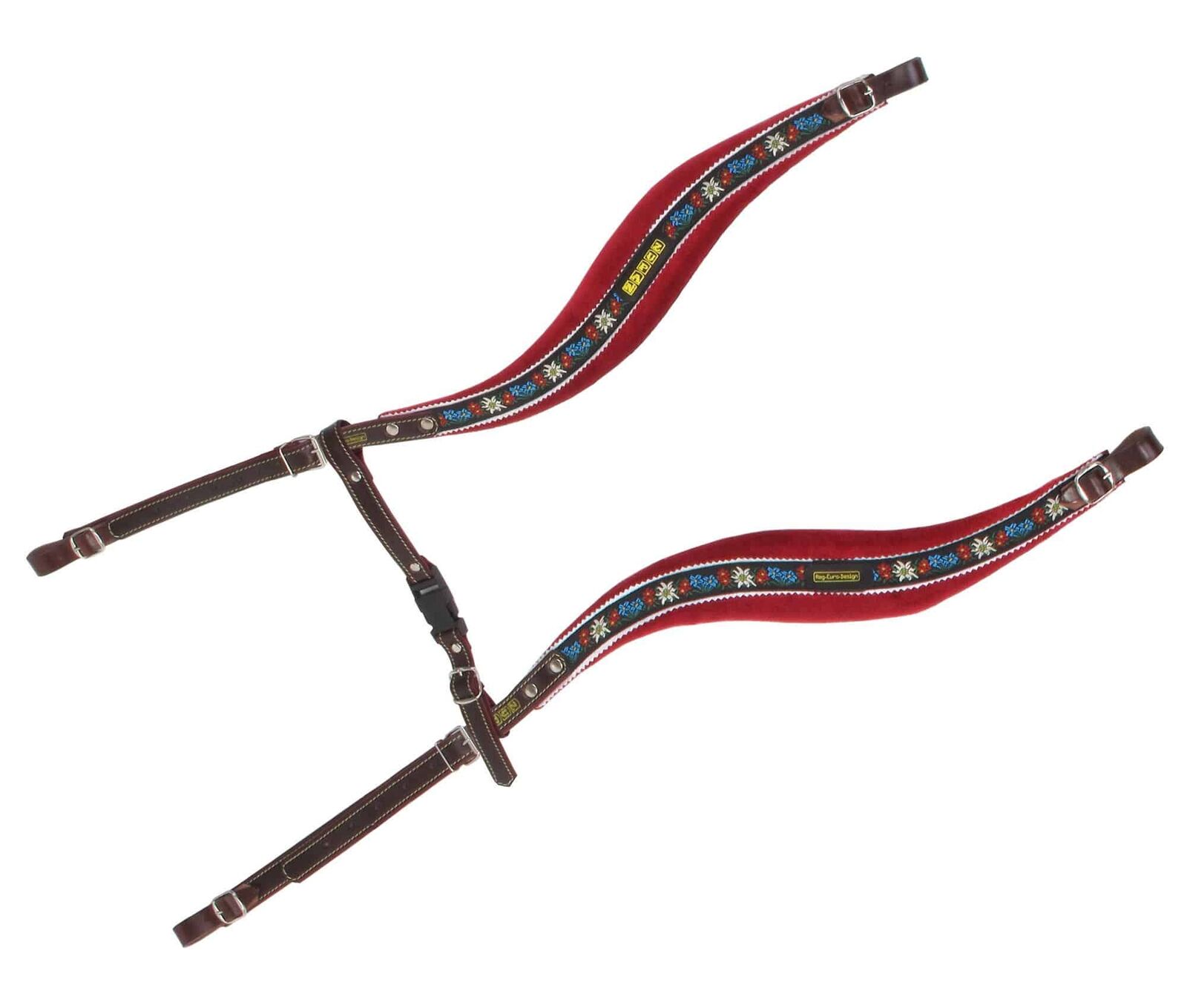 Zupan Tracolle Cinte Cinghie per Fisarmonica Ricamo Fiore Edelweis Rosso Morbida