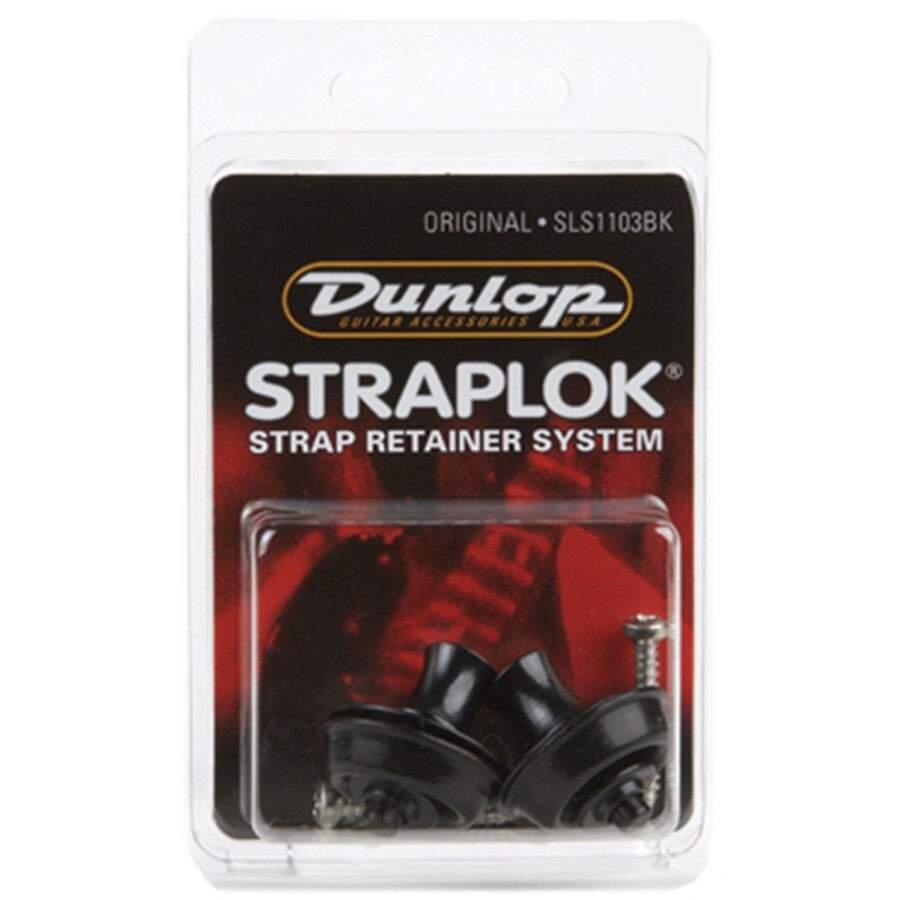 Dunlop SLS1103BK Straplok Original Strap Retainer System, Black OUTLET FINE SERI