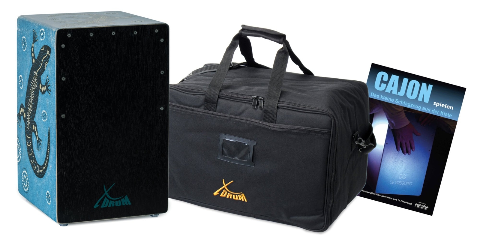 Cajon Batteria Tamburo Percussioni Legno Pintado Mano Geco Bass con Custodia