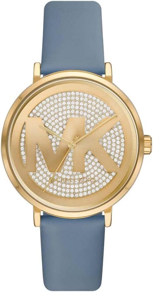 Orologio Donna MICHAEL KORS ADDYSON MK2956 Vera Pelle Blu Gold Dorato