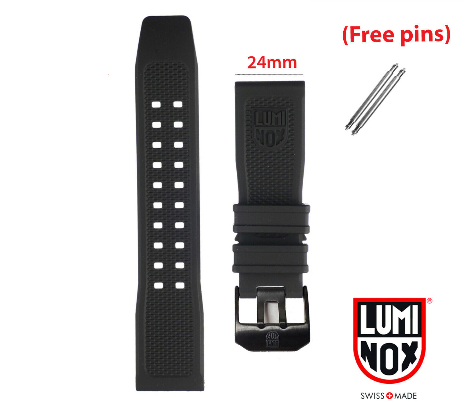 Originale Luminox Fascia (24mm) 3508 3503 3597 3583 3581 3501 Nero Fibbia
