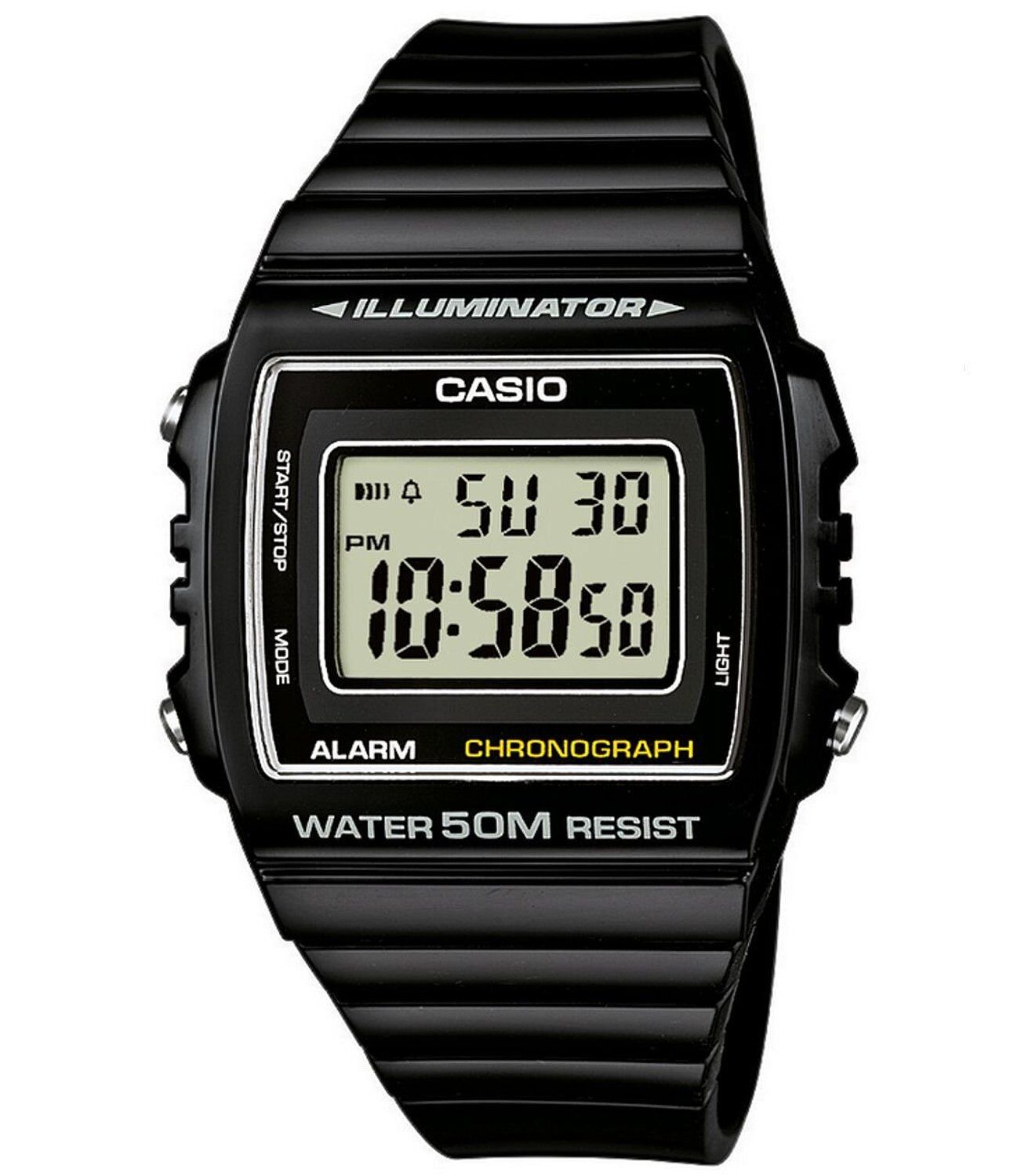 Orologio CASIO ILLUMINATOR W-215H-1AVDF Silicone Nero Chrono Sveglia Uomo Donna