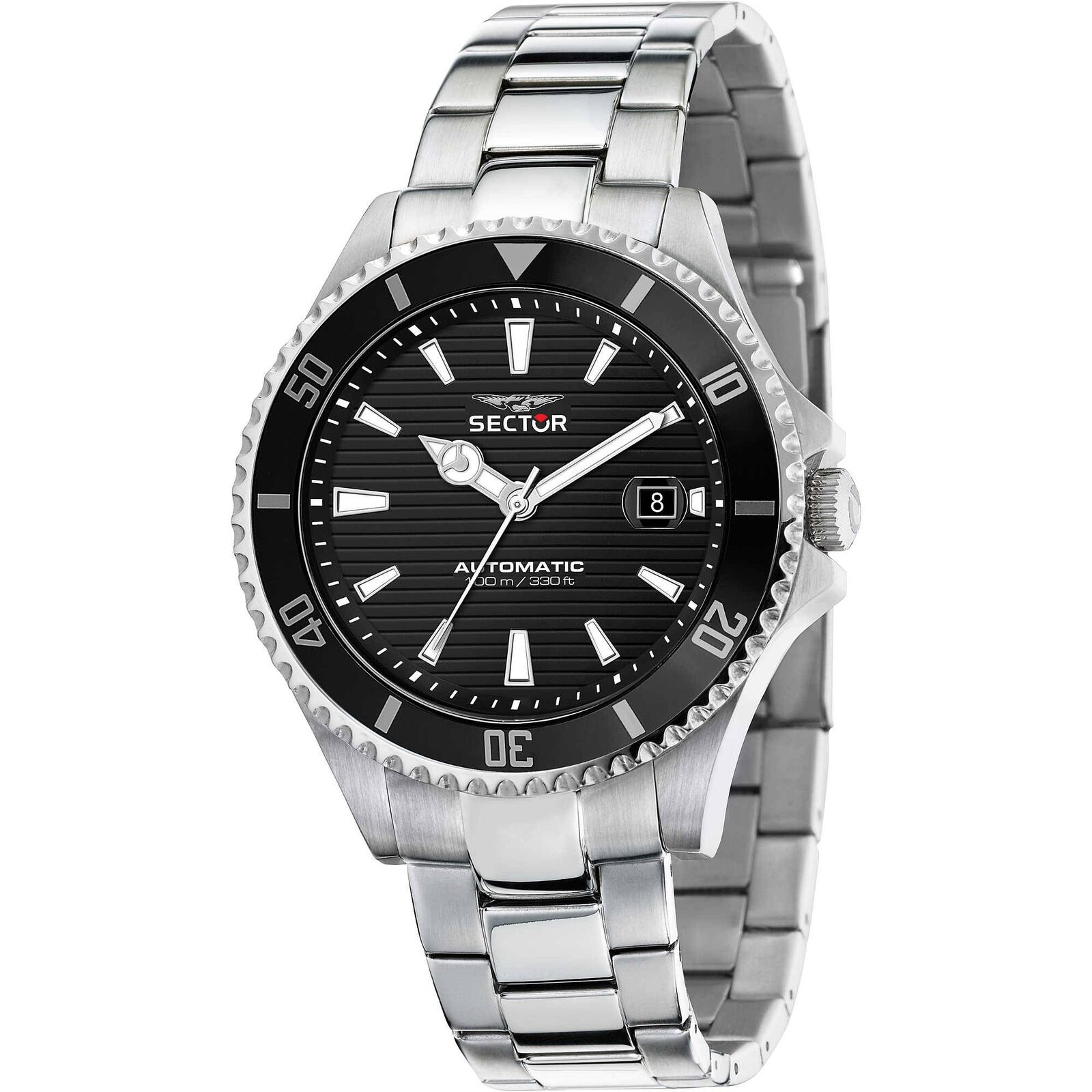 Orologio Sector 230 Automatico R3223161006 Watch Acciaio Nero Uomo 43mm Diver