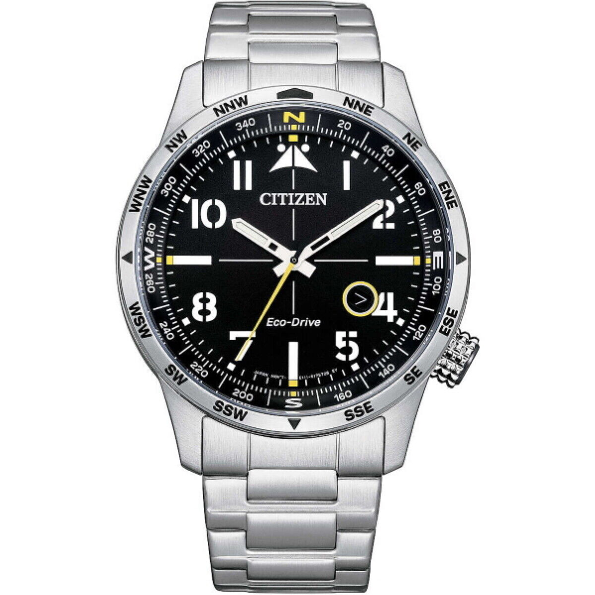 Orologio Citizen Uomo BM7550-87E Aviator Quadrante Nero Cinturino Acciaio