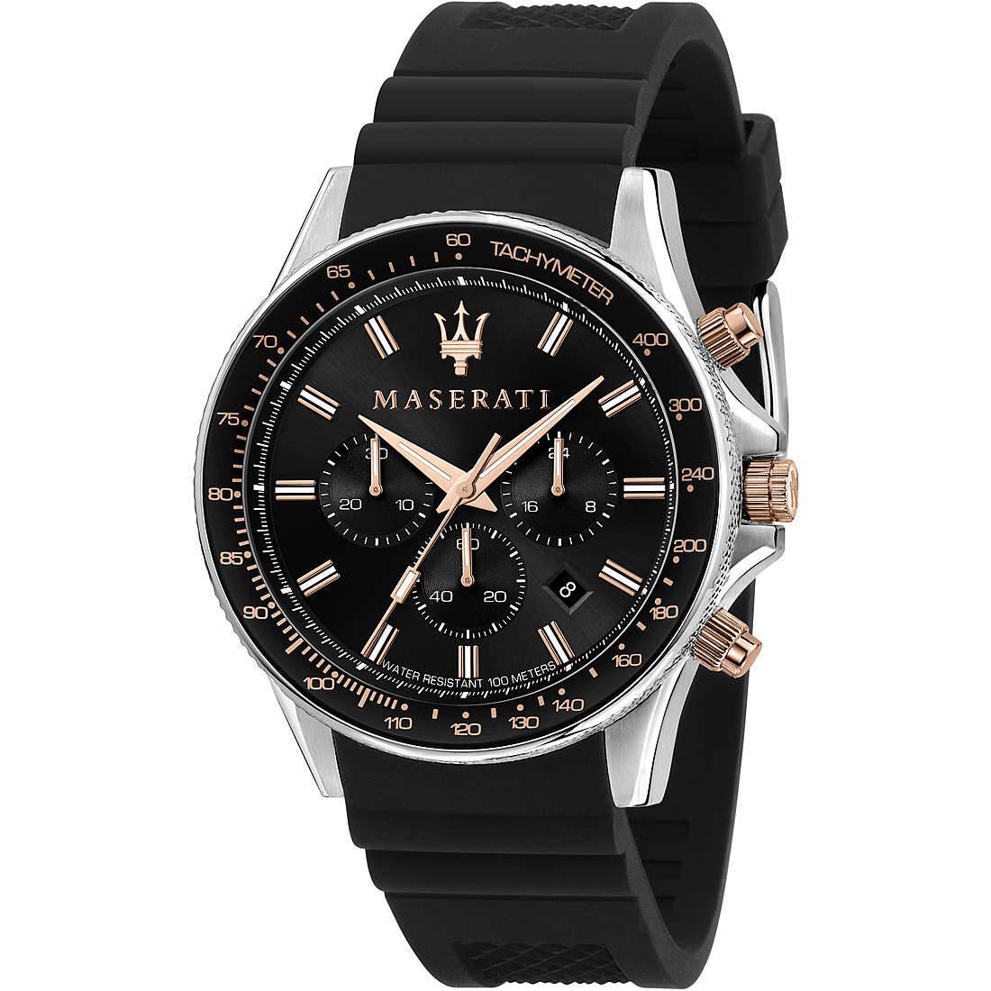 Orologio Maserati Sfida Cronografo uomo R8871640002 Watch Silicone Nero 44 mm