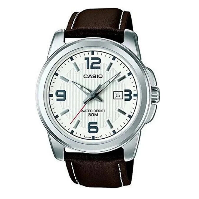 Orologio Uomo Casio Solo Tempo Con Cinturino Marrone Scuro MTP-1314PL-7AVEF