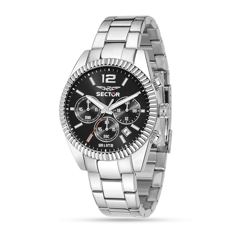 Orologio Sector 240 Watch Uomo Cronografo 41 mm Acciaio Nero Nuovo