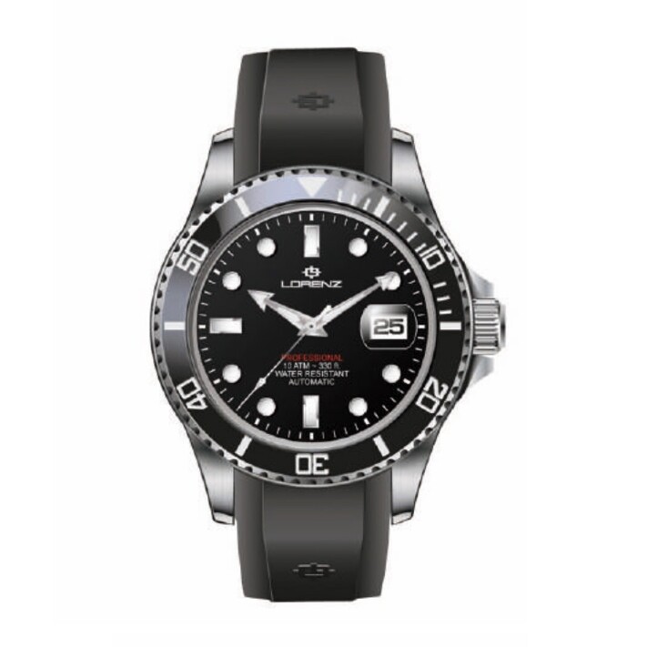 Orologio LORENZ uomo Submarine Automatico gomma nero 030197AA