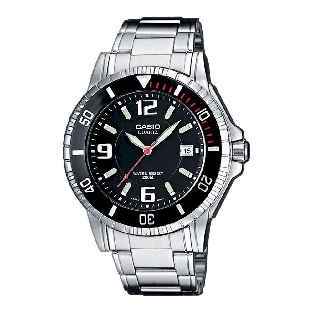 Orologio Uomo CASIO MTD-1053D-1AVES Bracciale Acciaio Nero Classico Sub 200mt