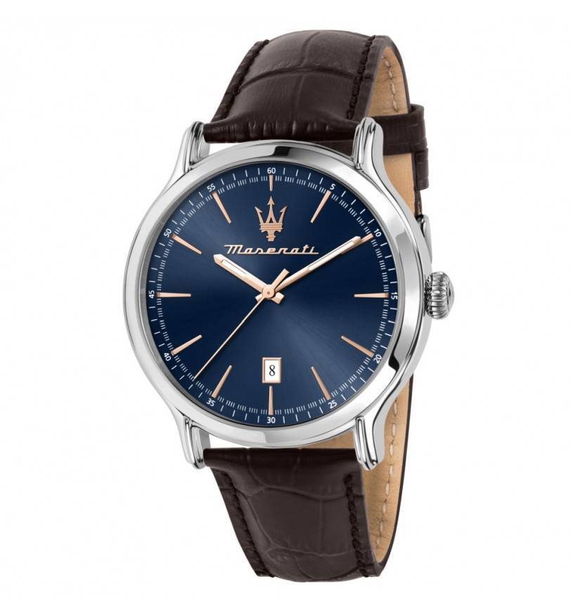 Orologio Maserati Epoca uomo R8851118016 Pelle Marrone Blu 42 mm Watch Nuovo