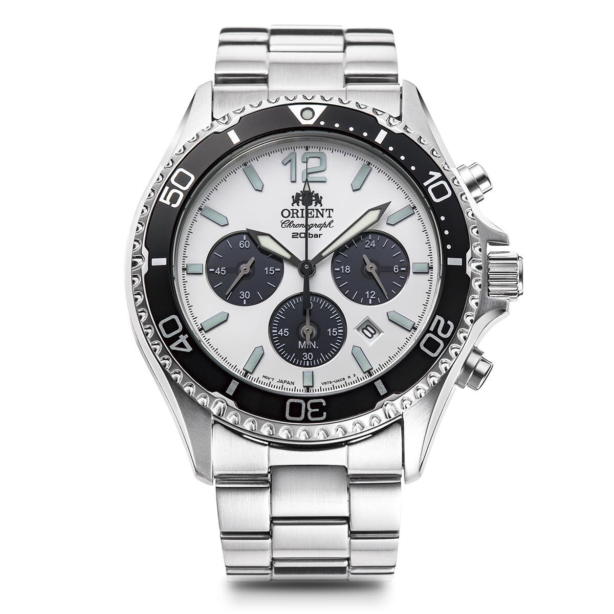 Orient Mako Solar Panda RN-TX0203S Cronografo Uomo Polso Acciaio Inox