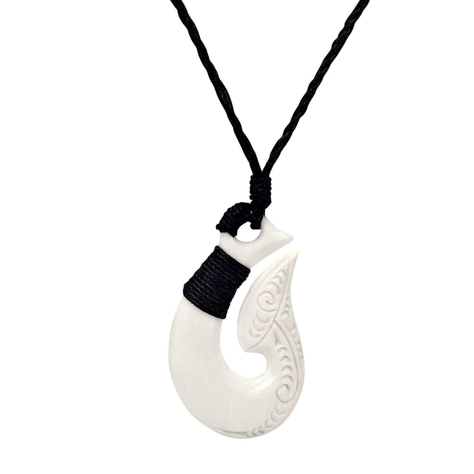 81stgeneration Collana da Osso Intagliato Inciso Maori Koru Hei Matau Gancio
