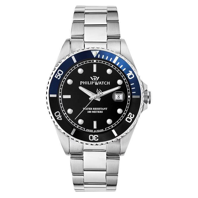 Orologio Philip watch Caribe R8253597091 Uomo 42mm Acciaio Nero blu Batman Diver