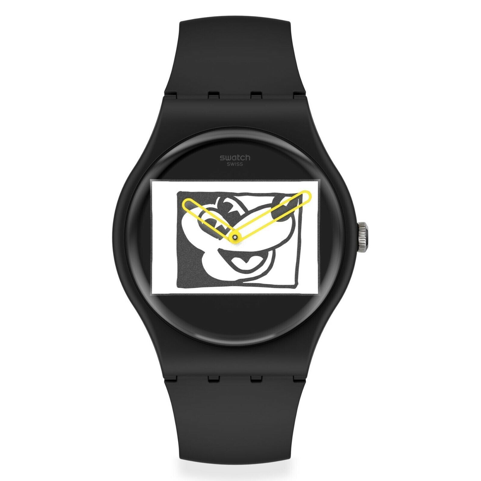SWATCH SUOZ337 Mickey Blanc Sur Noir by KEITH HARING MOUSE DISNEY NEW BOX RARE!!