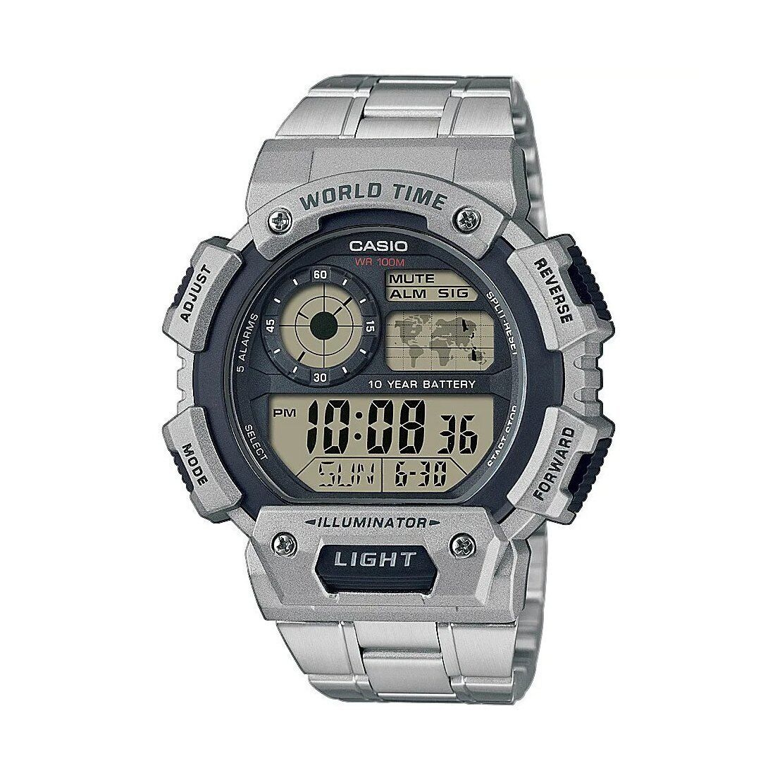 Orologio CASIO AE-1400WHD-1AVDF Acciaio Grigio Chrono Alarm Timer Sub 100mt